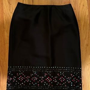 Ann Taylor black silk beaded skirt size 6P
